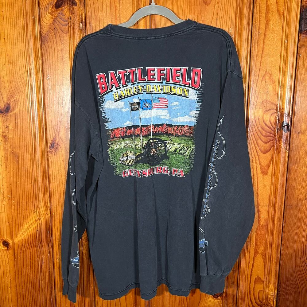 Harley-Davidson 2XL Biker Pocket Tee Black Regular Distressed